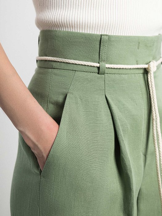 Удлиненные брюки со льном: фото №4