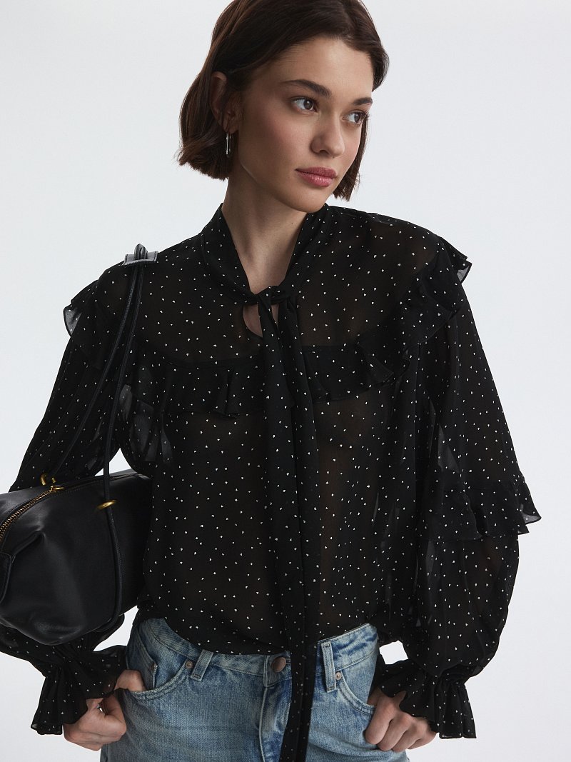 Шифоновая блуза с воланами