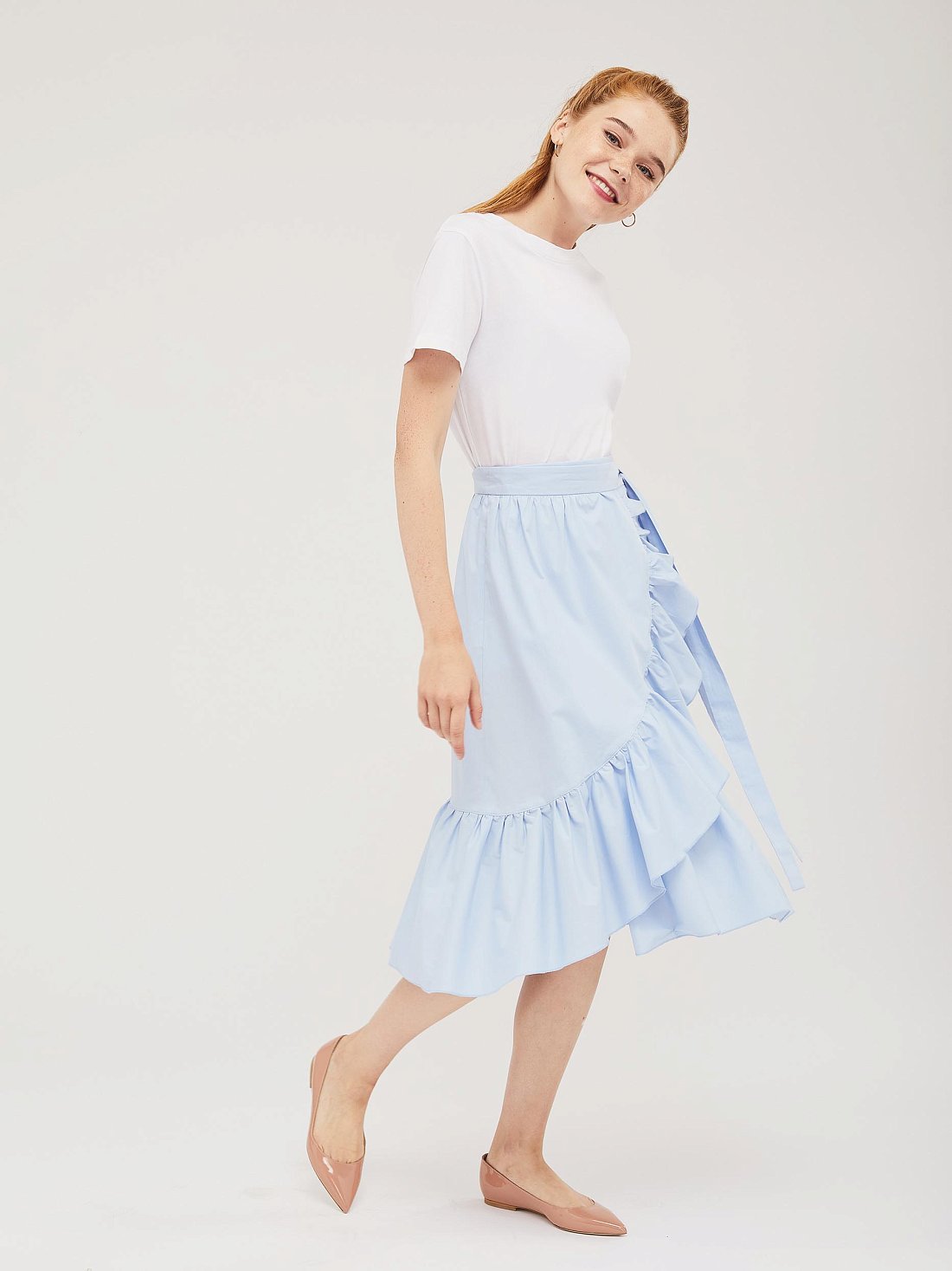 Хлопковая юбка на запах с оборкой: фото №1