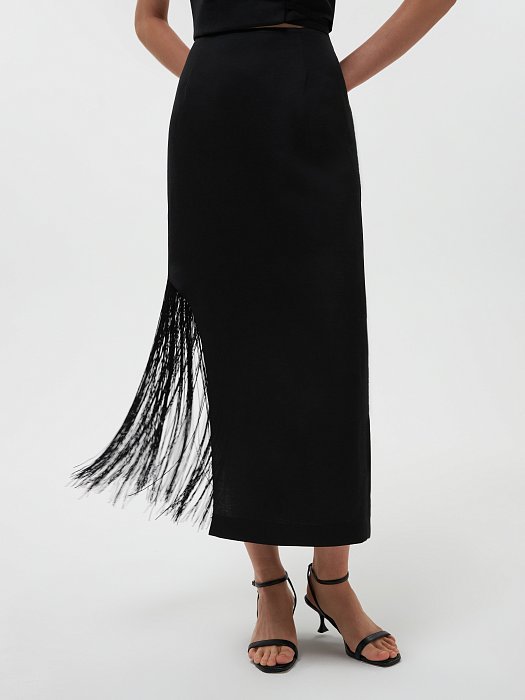 Асимметричная юбка с бахромой: фото №4