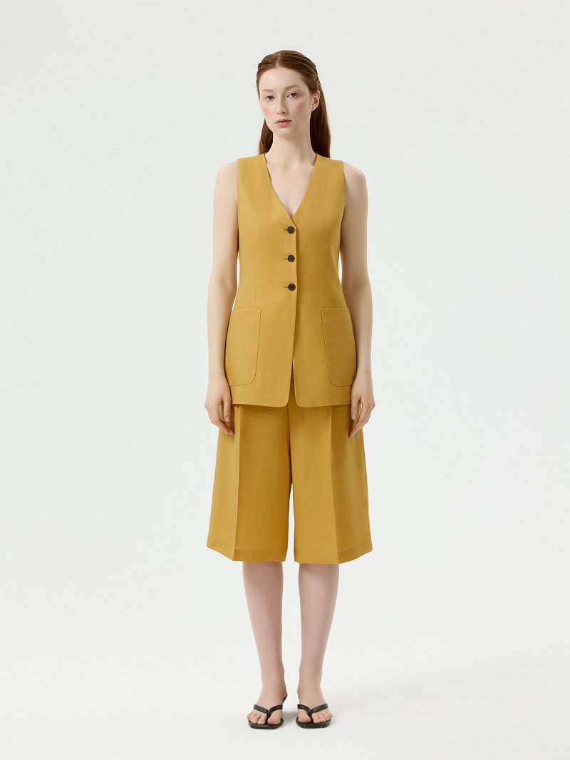 Удлиненный жилет из 100% льна