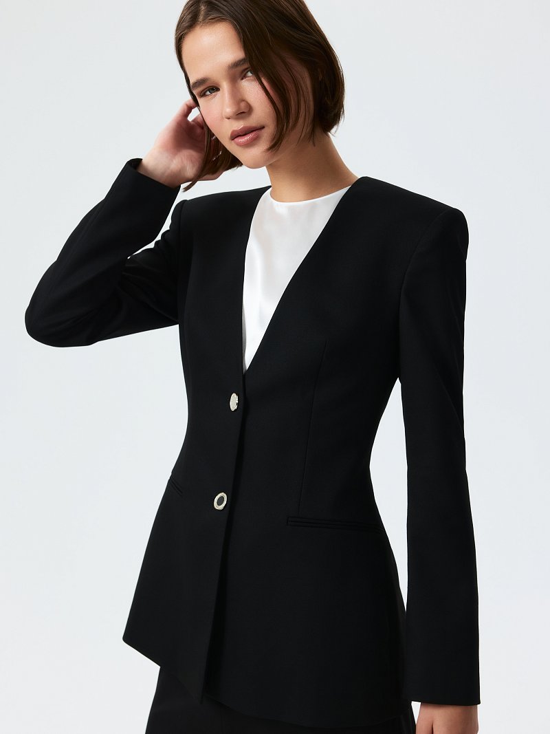 Приталенный жакет без лацканов (Р158)