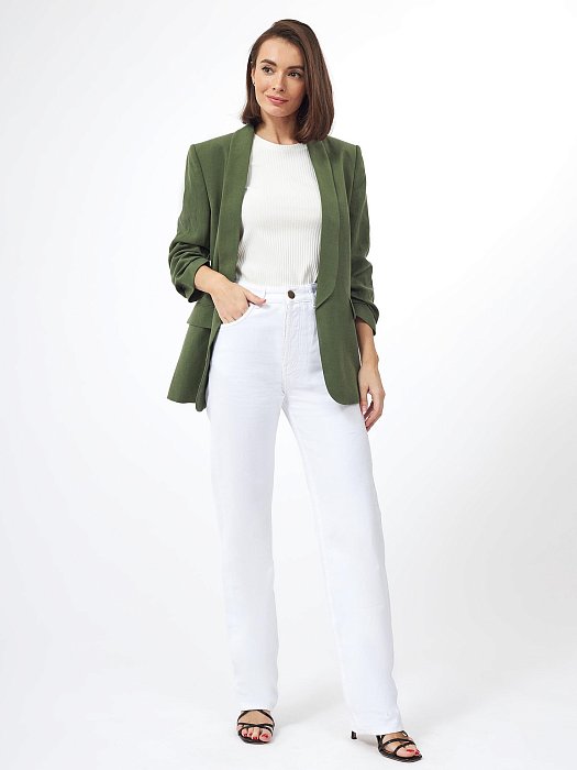 Удлиненный жакет с драпировкой: фото №2