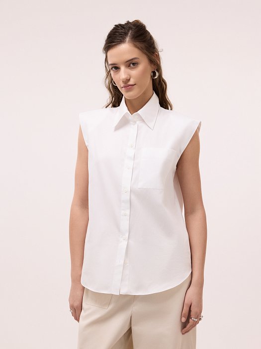 Хлопковая рубашка без рукавов: фото №4