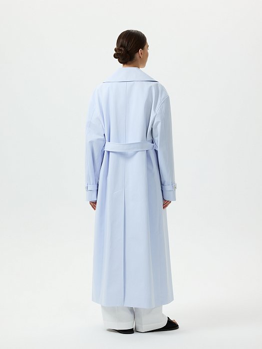 Двубортный тренч из хлопка: фото №6