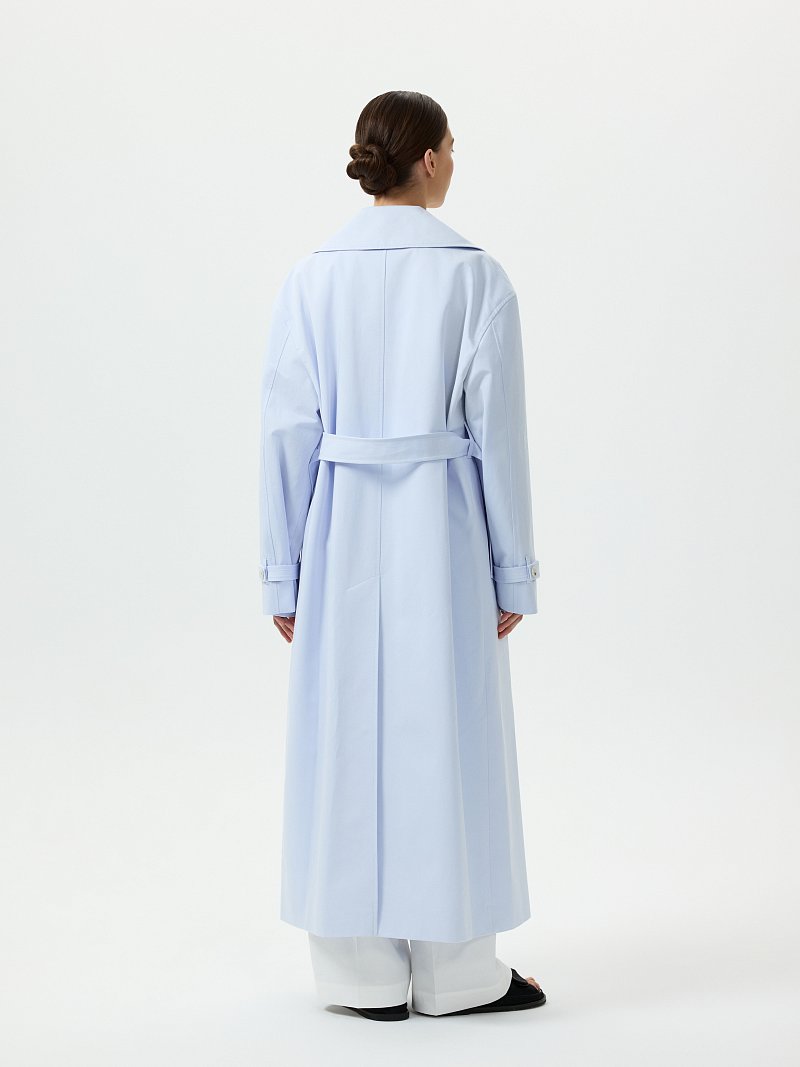 Двубортный тренч из хлопка