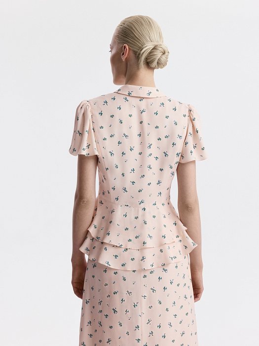 Атласная блуза в цветочек (Р158): фото №2