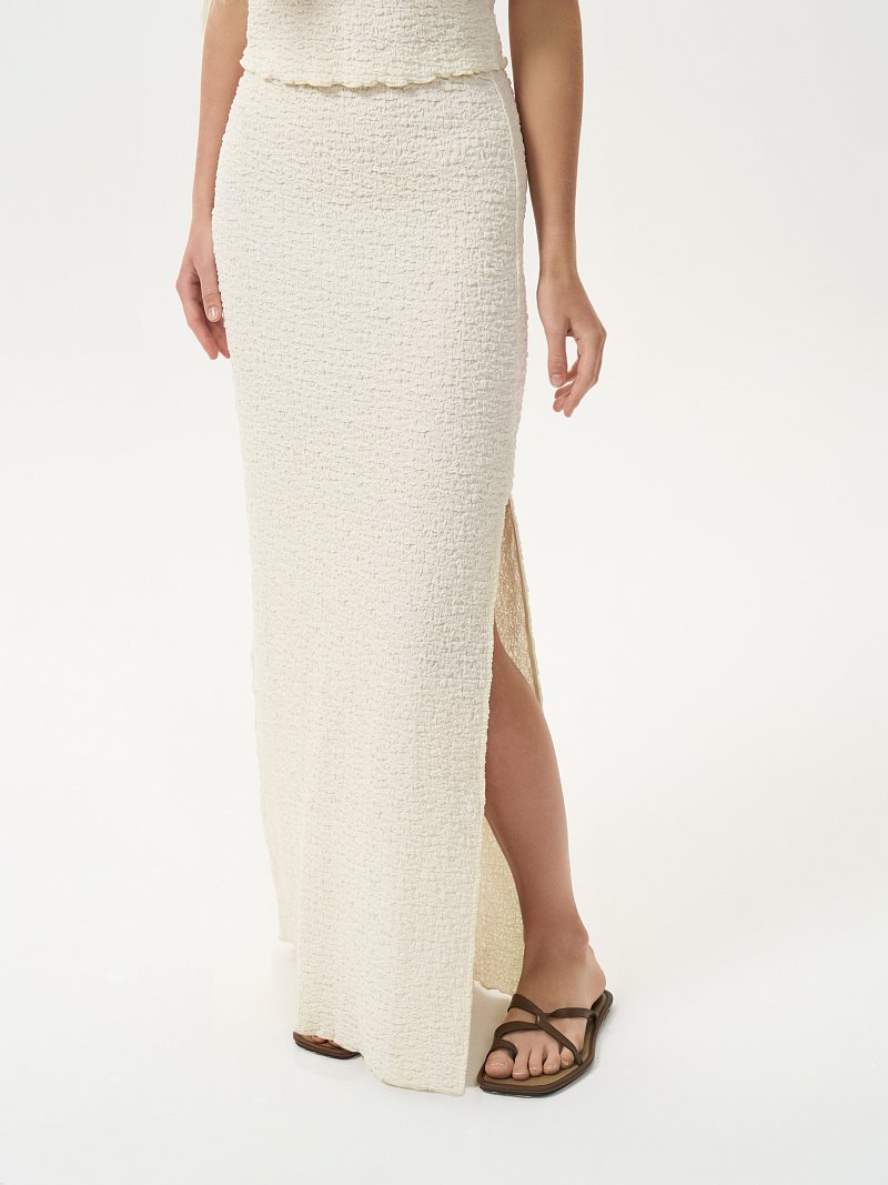 Вязаная юбка из хлопка с разрезом
