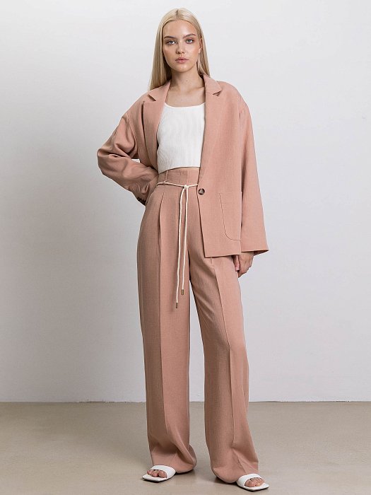 Удлиненные брюки со льном: фото №2