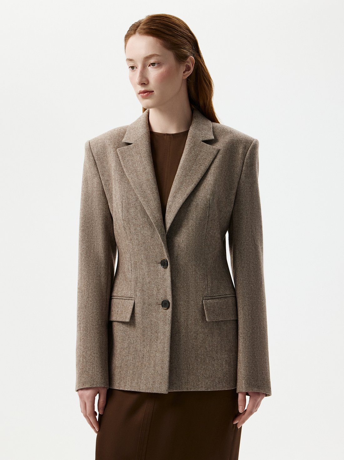 Жакет из твида «в елочку» (Р158): фото №1