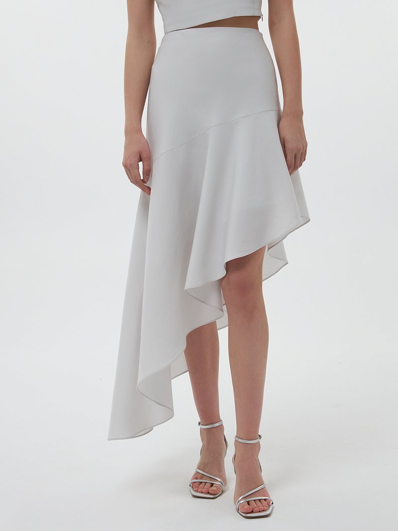 Асимметричная юбка из смесового льна