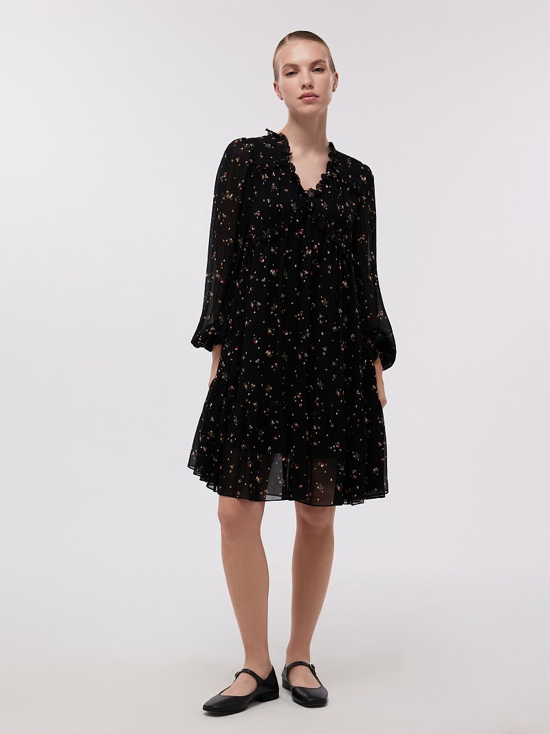 Платье из шифона с принтом