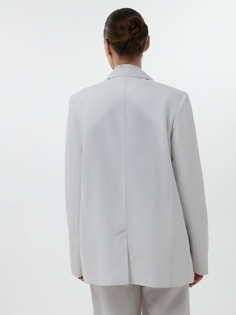 Жакет из смесового льна с поясом