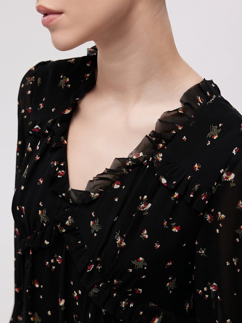 Платье из шифона с принтом