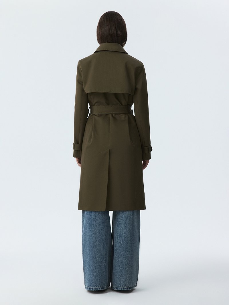 Двубортный плащ из хлопка