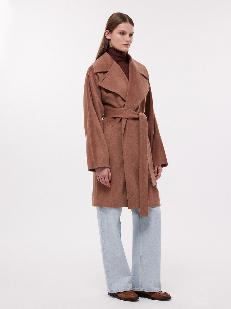 Шерстяное полупальто на запах