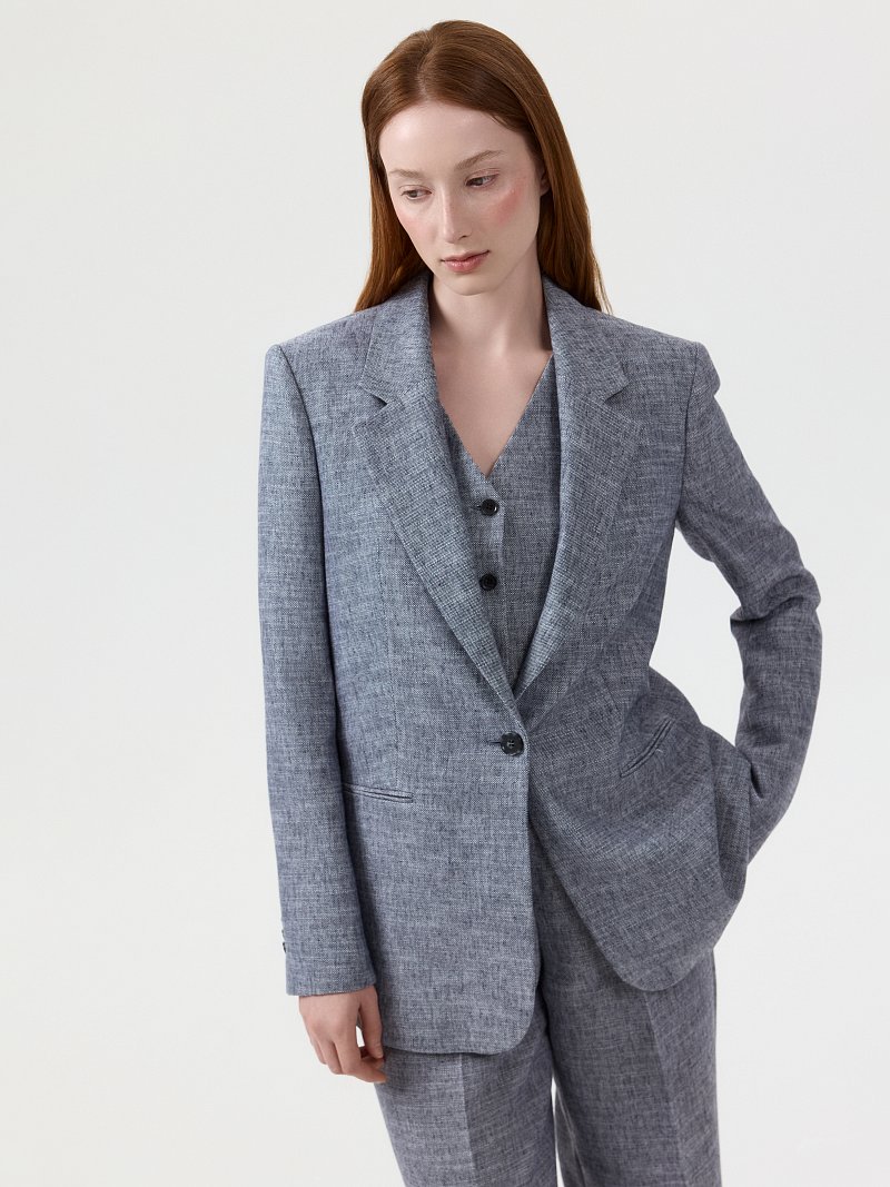 Прямой жакет со льном (Р158)