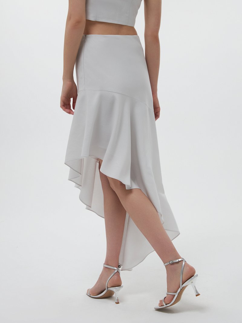 Асимметричная юбка из смесового льна