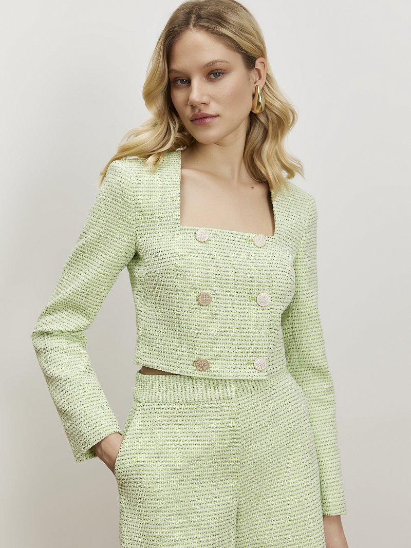 Укороченный жакет из твида