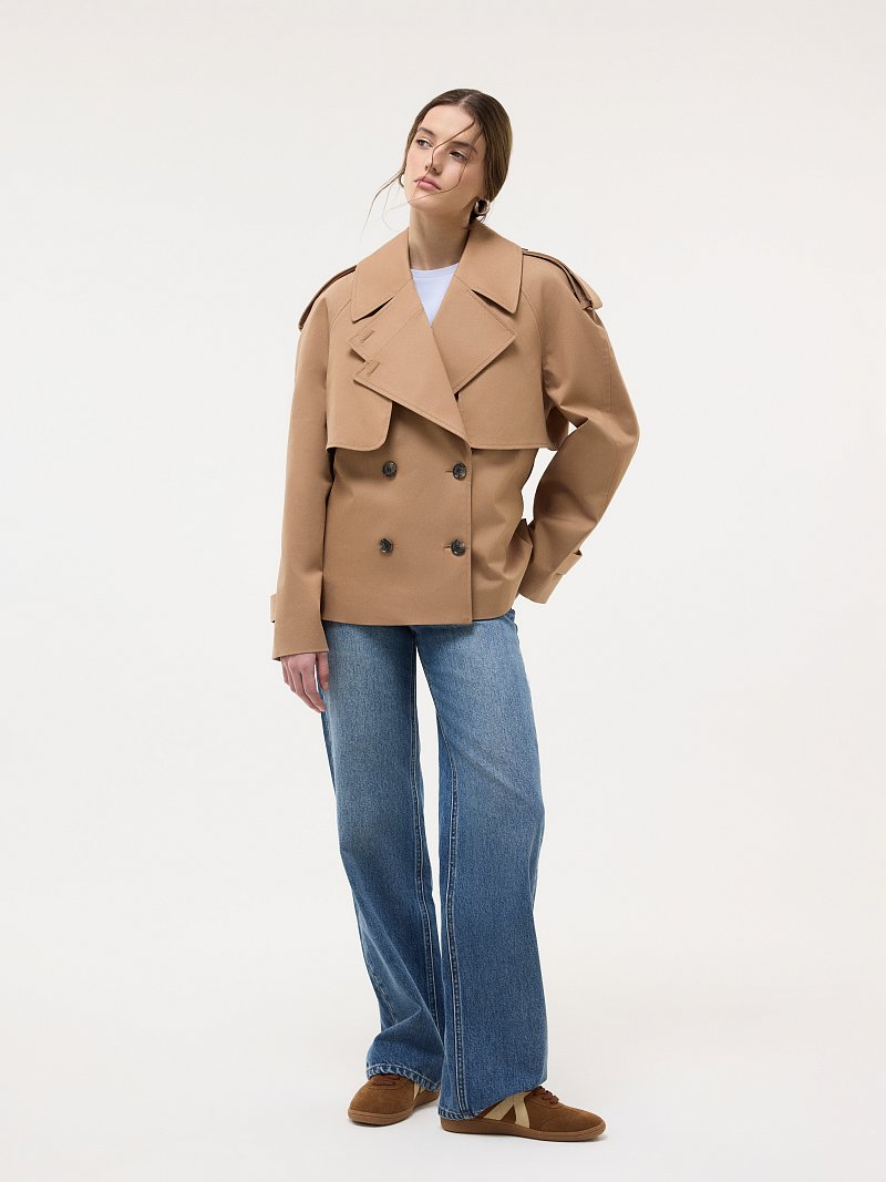 Укороченный плащ из хлопка