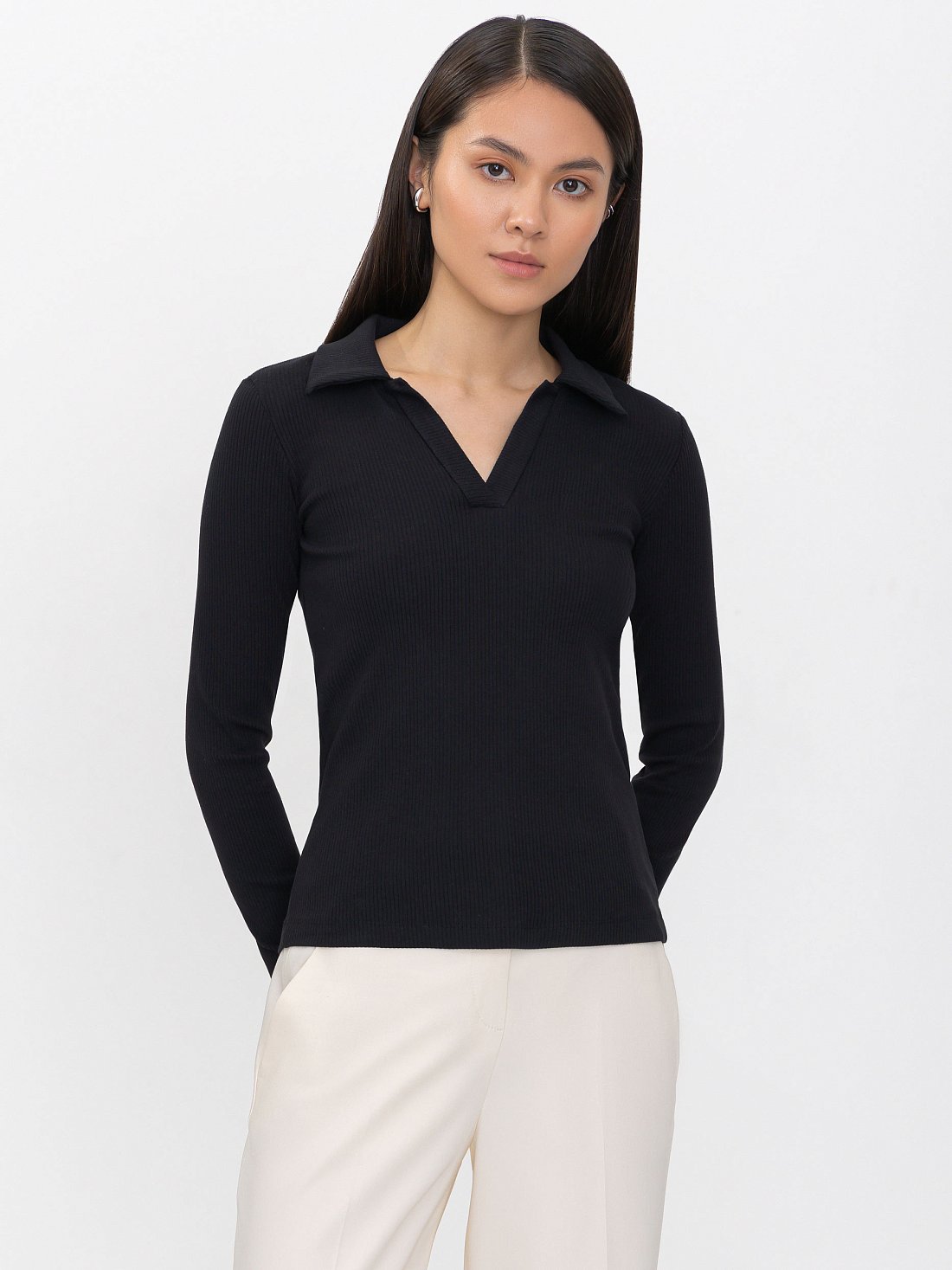 Джемпер-поло в рубчик : фото №1