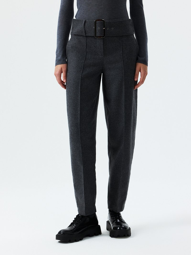 Зауженные брюки из фланели