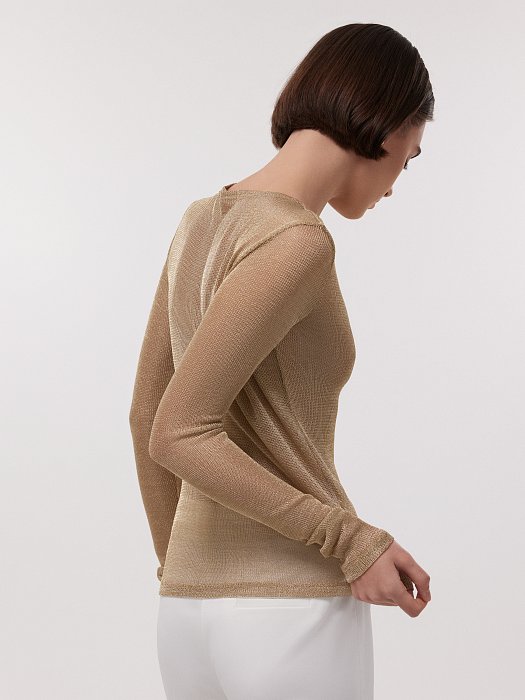 Сетчатый лонгслив с люрексом: фото №4