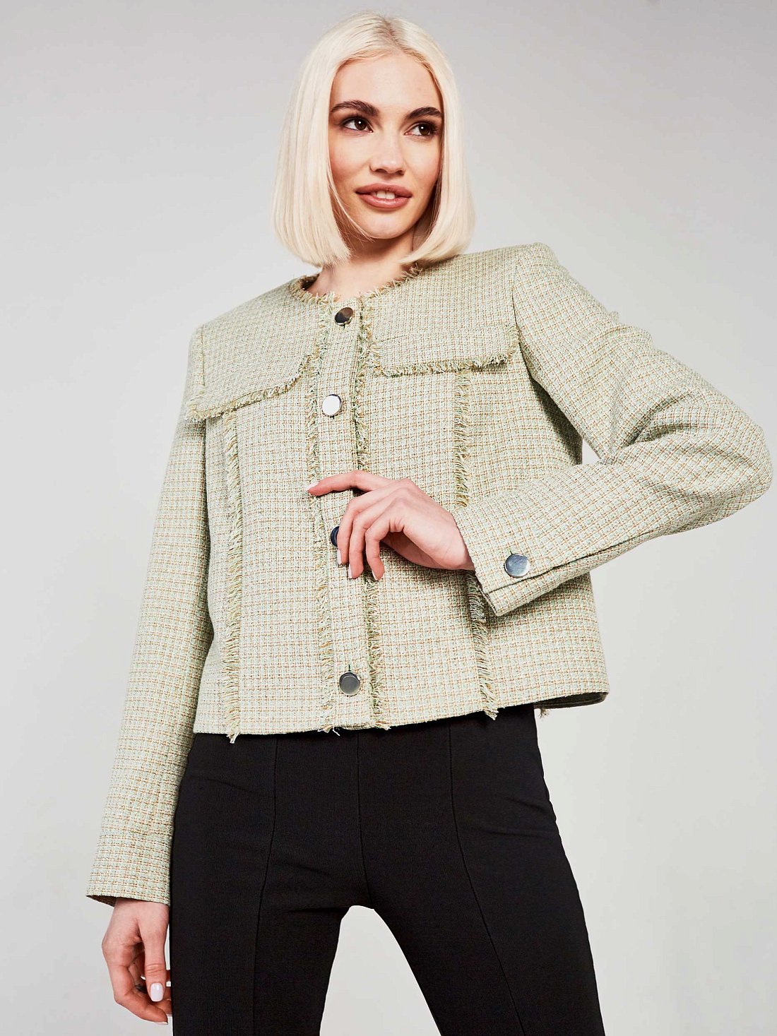 Жакет букле с бахромой: фото №1