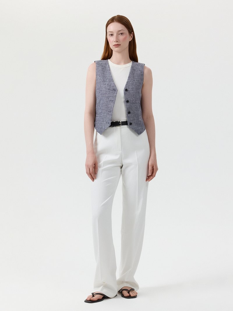 Прямой жилет со льном