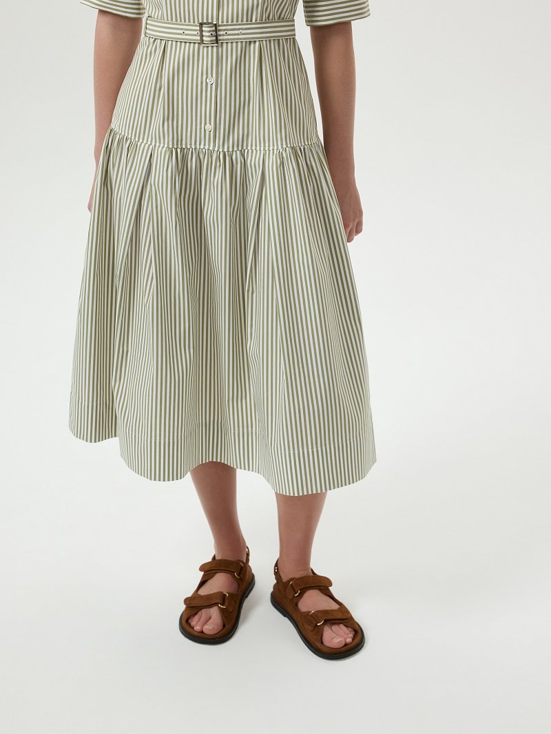 Платье-миди из хлопка в полоску