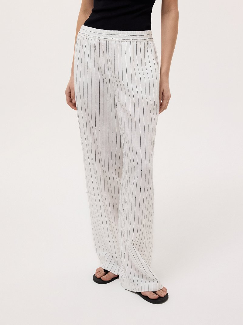 Брюки в полоску с пайетками