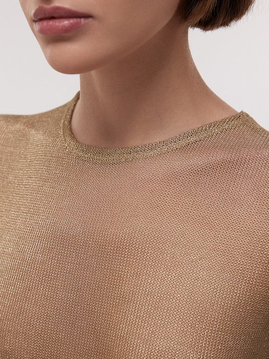 Сетчатый лонгслив с люрексом: фото №3