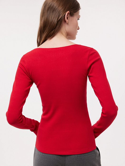 Лонгслив из эластичного хлопка в рубчик: фото №5