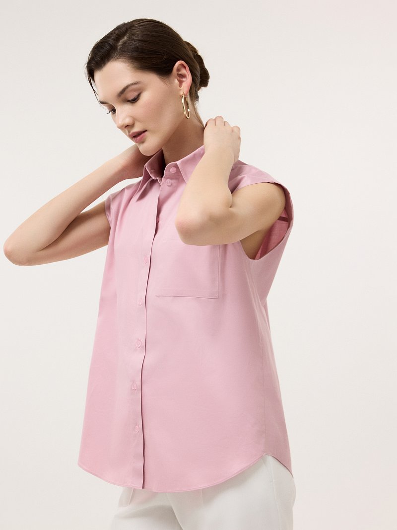 Хлопковая рубашка без рукавов
