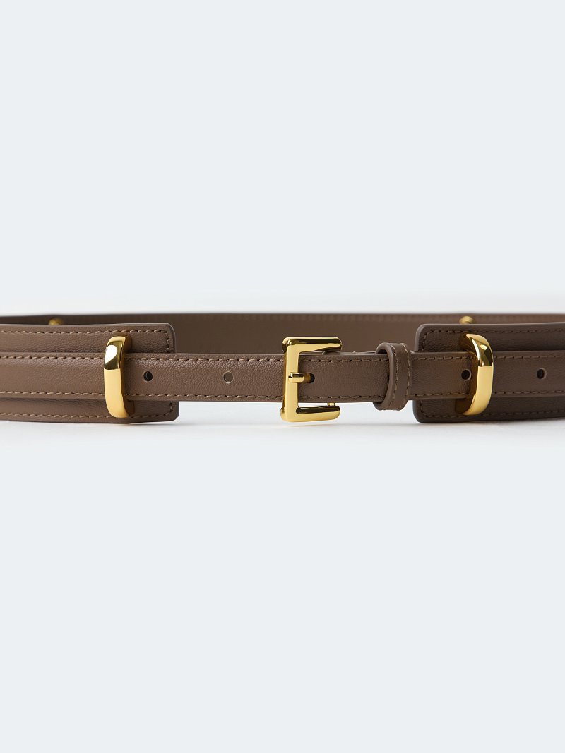 Двойной ремень из натуральной кожи