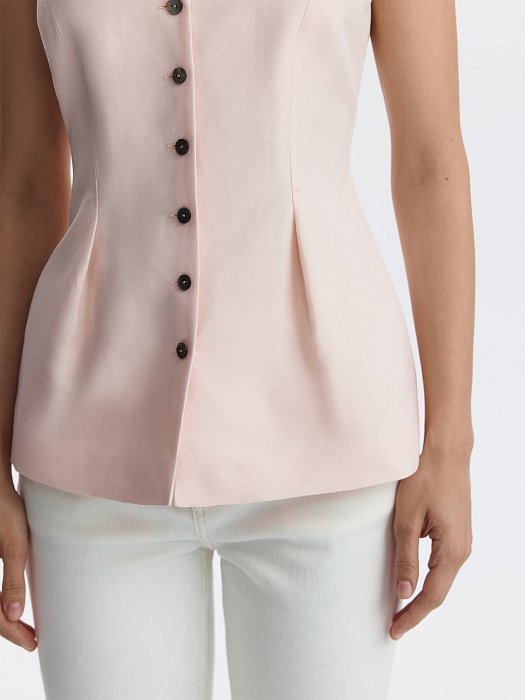 Льняной жилет с баской (Р158): фото №3