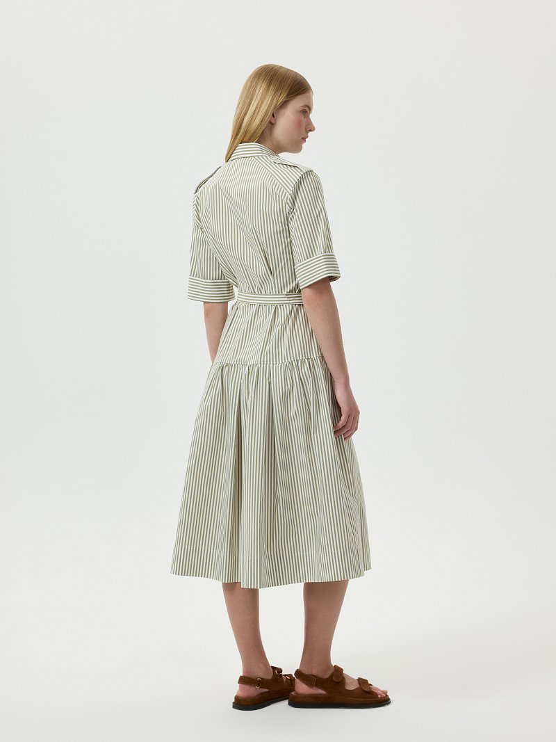 Платье-миди из хлопка в полоску