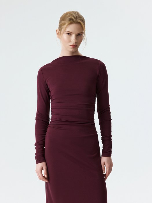 Трикотажное платье с драпировками: фото №3