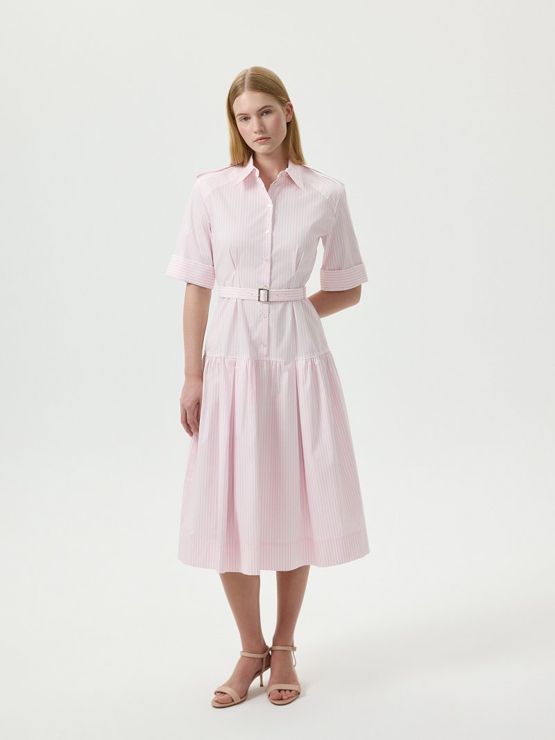 Платье-миди из хлопка в полоску