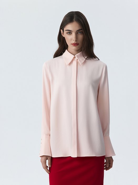 Атласная блуза с широкими манжетами: фото №2