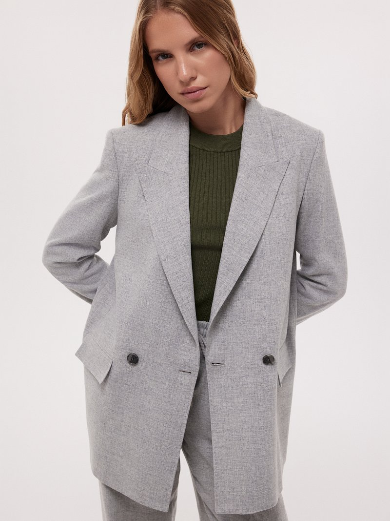 Прямой жакет из смесовой шерсти