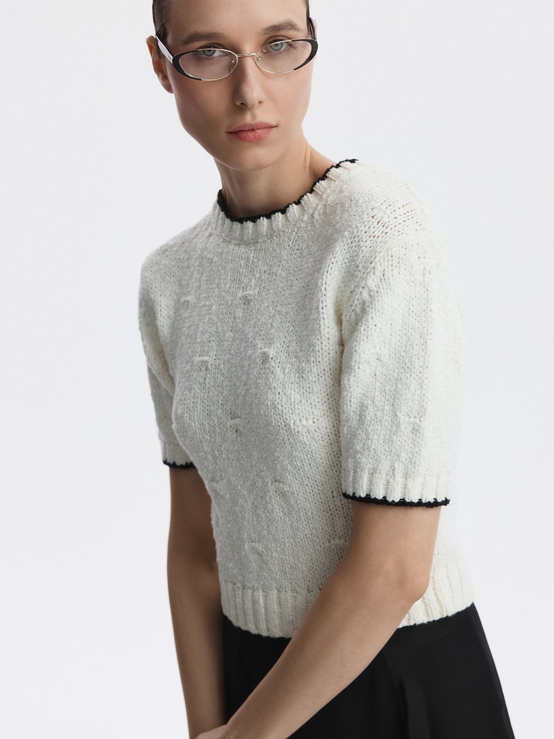 Джемпер с короткими рукавами из хлопка: фото №1