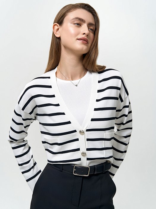 Укороченный кардиган в полоску: фото №2