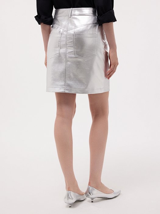 Юбка-мини с серебристым напылением: фото №3