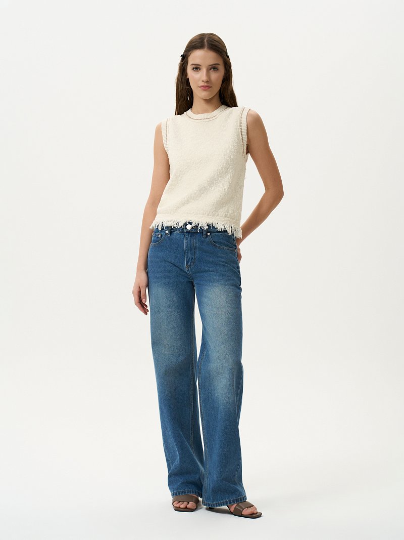 Вязаный топ из хлопка с бахромой