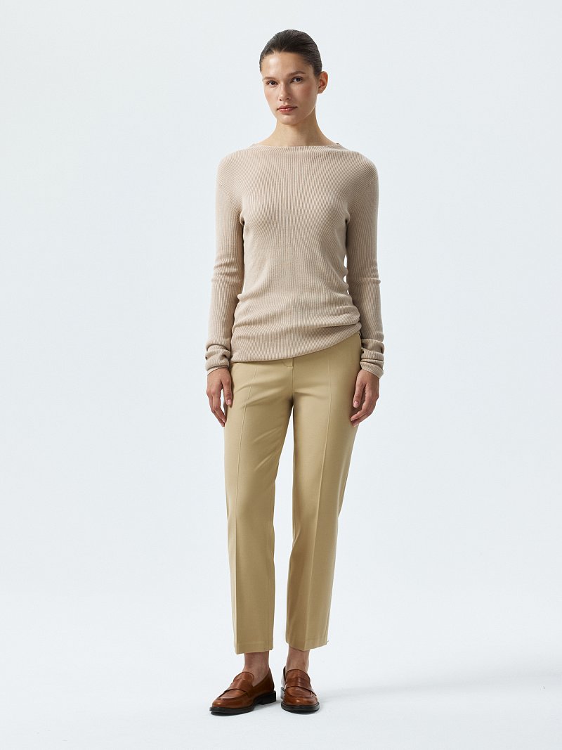 Лонгслив в рубчик из вискозы и хлопка