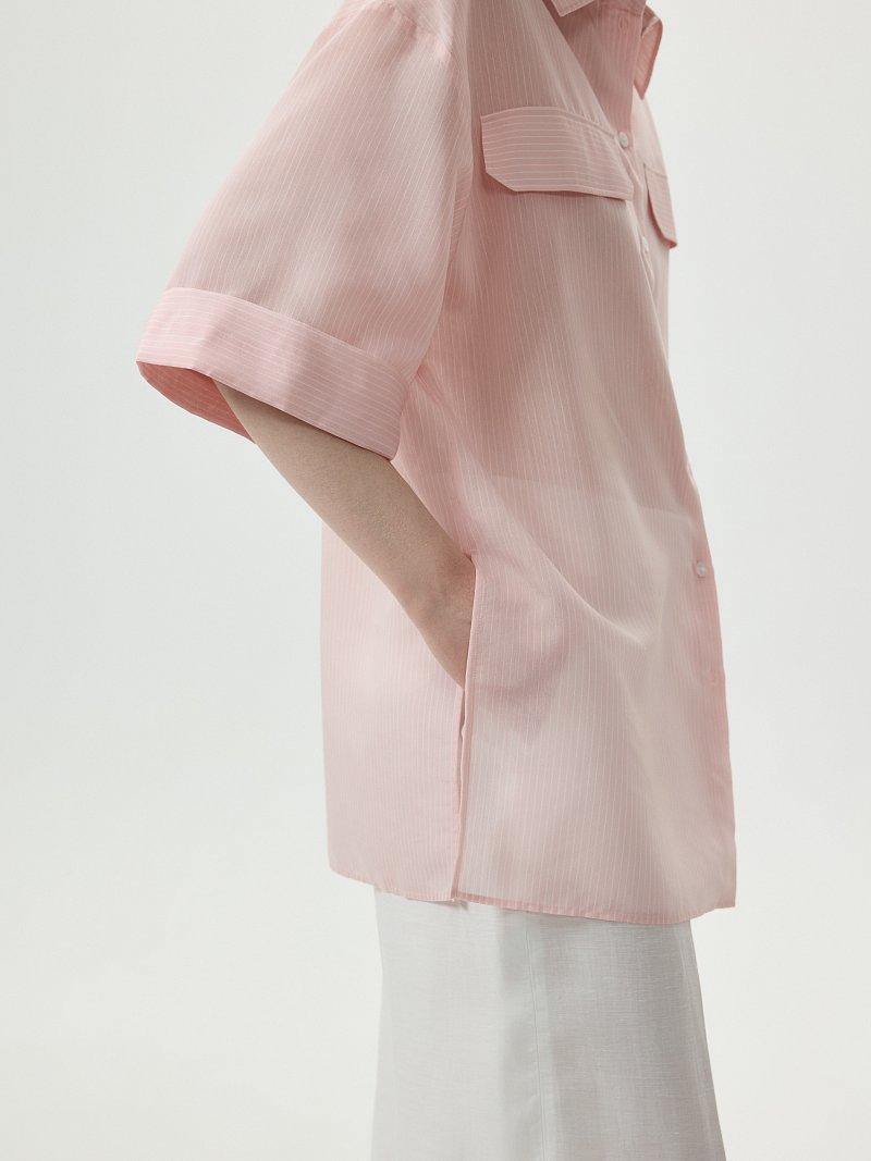 Рубашка из тонкой вискозы в полоску