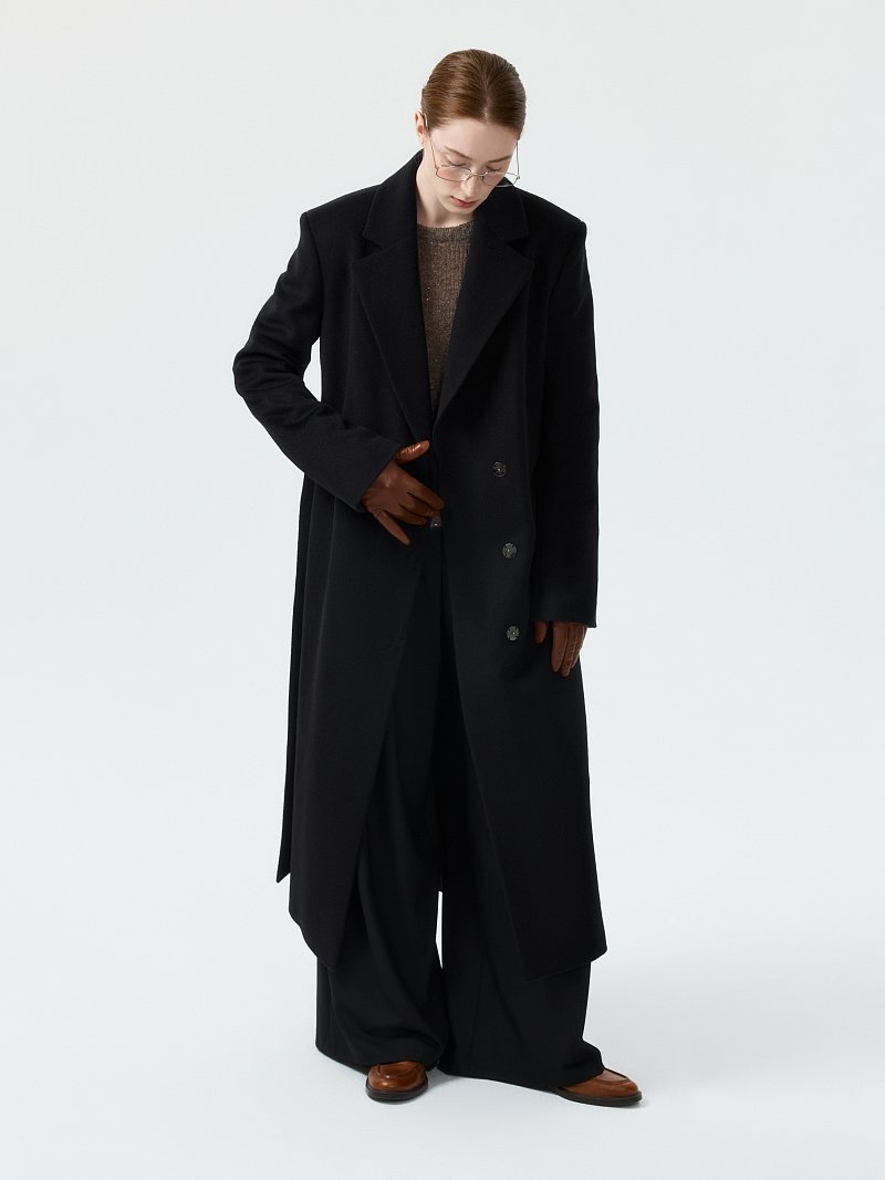 Прямое пальто из шерсти и кашемира