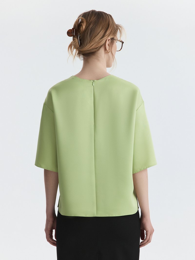 Атласная блуза на молнии