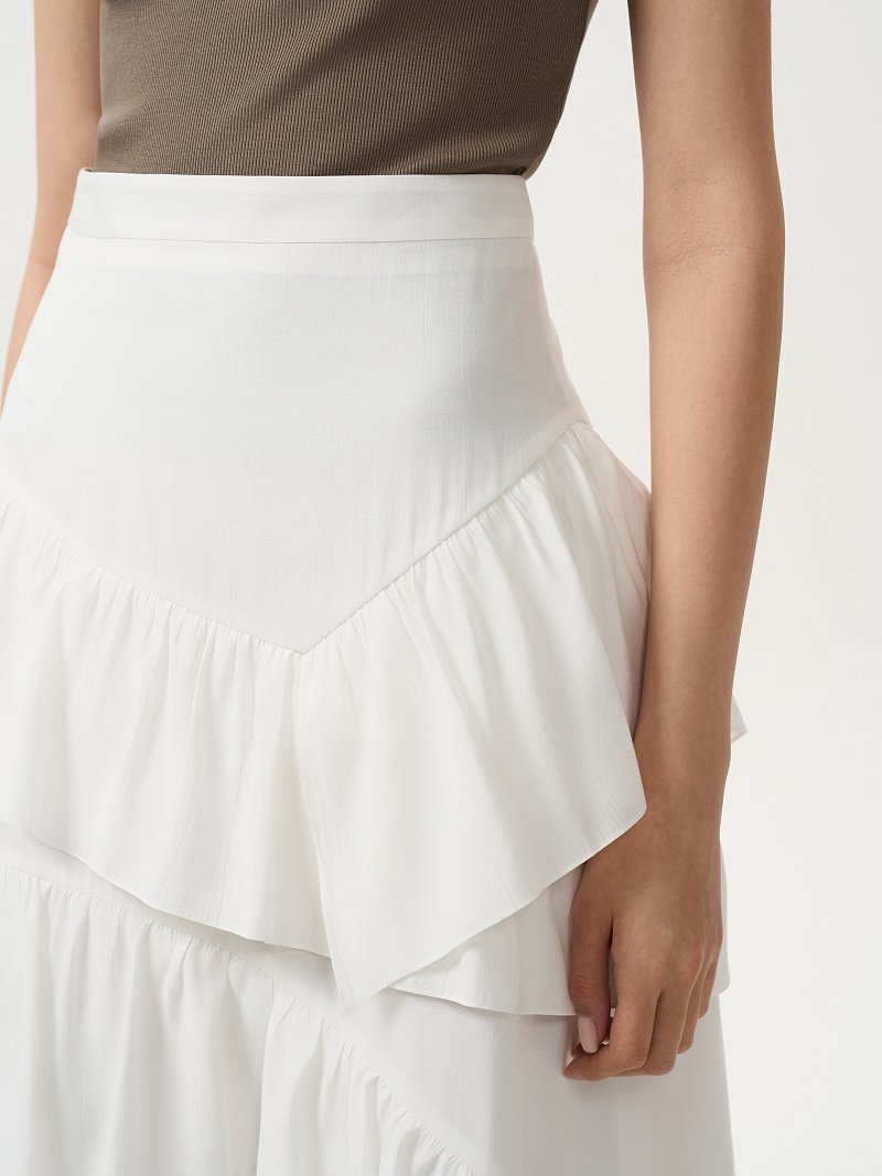 Асимметричная юбка с воланами